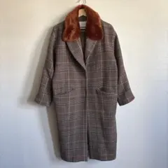 SIMPLICITE シンプリシテェ　チェスターコート　チェック柄　ブラウン