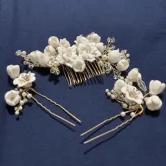 【最終値下げ】ブライダルアクセサリー　ヘッドドレス　3点セット