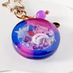 推しアイス風　シェイカーキーホルダー　キャンディー　パープル　シャカシャカk86