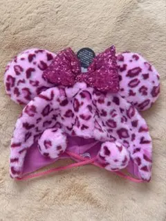 【東京ディズニー】ミニー ファンキャップ レオパード柄 ピンク