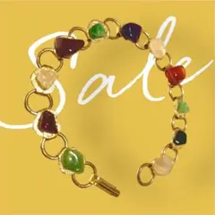 天然石ビーズ ブレスレット　パワーストーン　お上品　ゴールドカラー　バングル