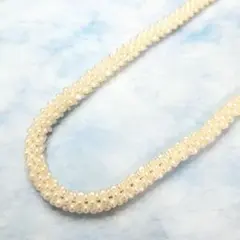 SV シルバー 淡水真珠 編み込み パールネックレス 48cm チョーカー