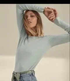 ZARA ミントグリーン 長袖ニットセーターM