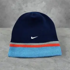 【00s】NIKE ビーニー　刺繍ロゴ　マルチボーダー　vintage Y2K