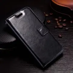 iPhone7 8 手帳型ケース レザー フィルム 携帯ケース ブラック