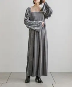 【新品】mysticミスティック 【mline】シアー切替ベロアワンピース