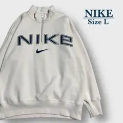 ＊美品＊【NIKE】ビッグロゴ刺繍ハーフジッププルオーバースウェット