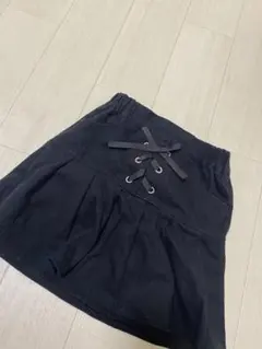 タイト　編み上げ　ミニスカート　キュロット　インパン付き　黒 130