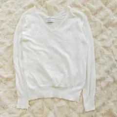 AZUL by MOUSSY ホワイト Vネック 長袖ニット