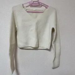 GU パフィータッチVネッククロップドセーター