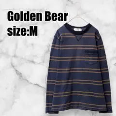 【ゴールデンベア】クルーネックボーダーTシャツ 長袖 ロンT ネイビー メンズ
