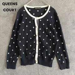 QUEENS COURT　クイーンズコート　ドット柄　薄手カーディガン　M 羽織