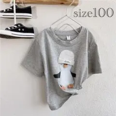 新品♡在庫処分SALE❗️半袖　Tシャツ アニマル　ペンギン　グレー♡100