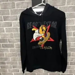 男女兼用ユニセックス新品ブラックパーカー　フーディー　スケボープリント　コットン