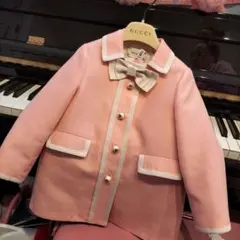 GUCCI ピンク ウールコート リボン付きのサムネイル