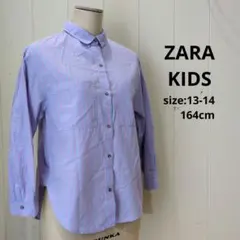 ザラ キッズ ピンク ストライプ シャツ サックスブルー 13-14 女の子