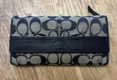 COACH コーチ シグネチャー 三つ折り長財布 ブラック 正規品