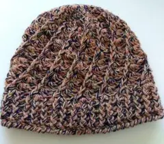 ハンドメイド 毛糸 ニット 帽子 手編み レディース 54cm