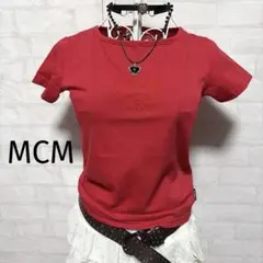 MCM 刺繍ロゴ ピチTシャツ 平成ギャル グランジ y2k タイト　レッド♡のサムネイル