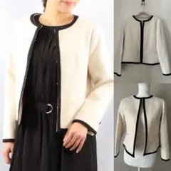 新品☆ドビーオックス配色ジャケット S357オリジナル☆グレージュ☆7号