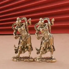 810 仁王像 真鍮 置物 金剛力士 阿形 吽形 2体セット 魔除け 厄除けのサムネイル