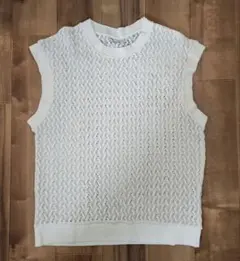 ZARA ホワイト レース編み ベスト 海外サイズXL