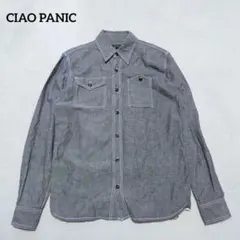 G8-3920　デニム風　ワークシャツ　長袖　薄手　コットン　M【チャオパニック