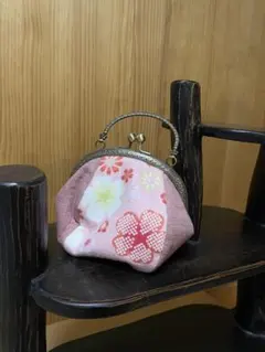 花柄がま口バッグ ピンク系