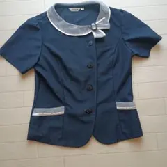セロリー 事務服 半袖ブラウス ネイビー 11号のサムネイル