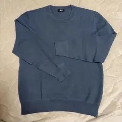 ウォッシャブルミラノリブクルーネックセーター　Lサイズ　ブルー