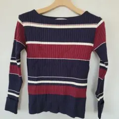 リブ編みボートネックセーター