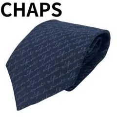 CHAPS チャップス ネクタイ シルク100% 筆記体 総柄 ネイビー 日本製