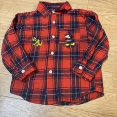 ベビードール　ミッキー&プルート　チェック柄長袖シャツ　110cm