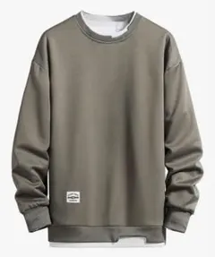 トレーナー メンズ おしゃれ カジュアル ゆったり アーミーグリーン　Lサイズ