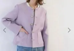 タグ付きROPE'PICNIC ノーカラー　カラーツイードライクジャケット 38