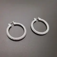 【美品】スワロフスキー フープピアス クリスタル　シルバーカラー