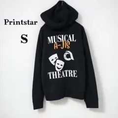 Printstar パーカー S 黒 プリント ロゴ 裏起毛 レディース 古着のサムネイル