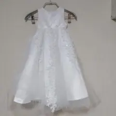 ホワイト ベビードレス フラワー刺繍100cm3歳くらいの女の子さんに