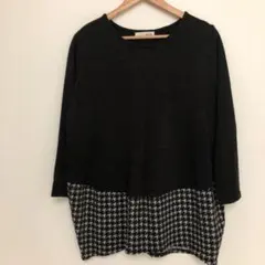 ニットチュニックワンピース　ブラック