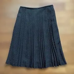 スカート　プリーツ　黒　M 格子柄　ひざ丈