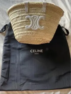 希少 CELINE かごバッグ ナチュラル ネイビー パニエ 7/4まで出品 