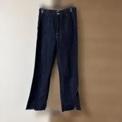 ローリーズファーム　L インディゴデニム スリット入りパンツ　ネイビーブルーのサムネイル
