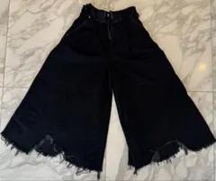 DIESE L フリンジ付き黒ワイドパンツ