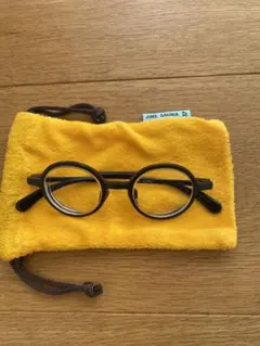 JINS SAUNA ブラックラウンドメガネ ケース付き