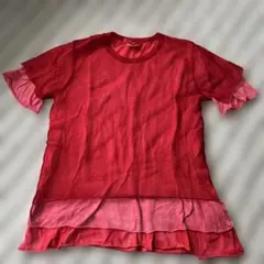 コムデギャルソン　赤　シースルー　コットン　3枚重ね　半袖Tシャツ　Sのサムネイル