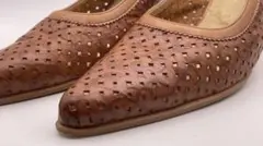 （要確認）REGALリーガル25cmブラウン レザー スリングバックパンプス