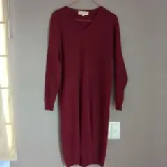 creates rich バーガンディ Vネックニットワンピース 9A3