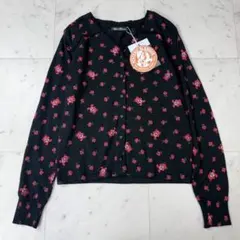 新品 ヒステリックグラマー BEAR&ROSE柄カーディガン 黒赤 フリーサイズ