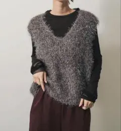 【未使用】センスオブプレイス　モールフェザー ニットベスト チャコールグレー