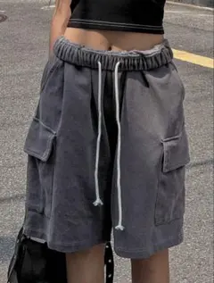 グレー スウェットハーフパンツ